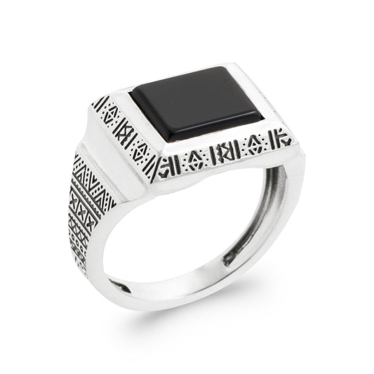 Protection Luna Ring Black Agate