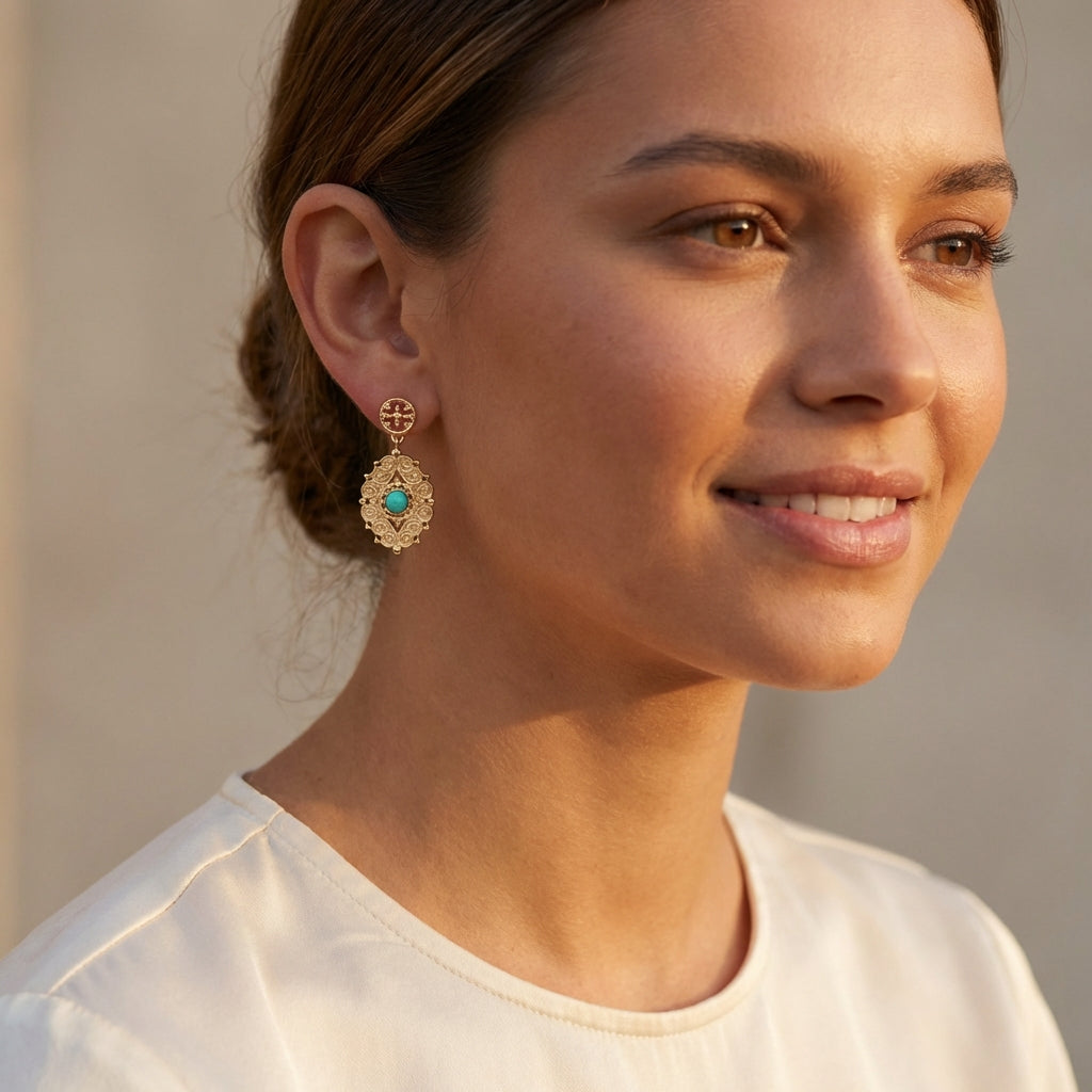 Serenity Lyra Earrings - Lifestyle worn image